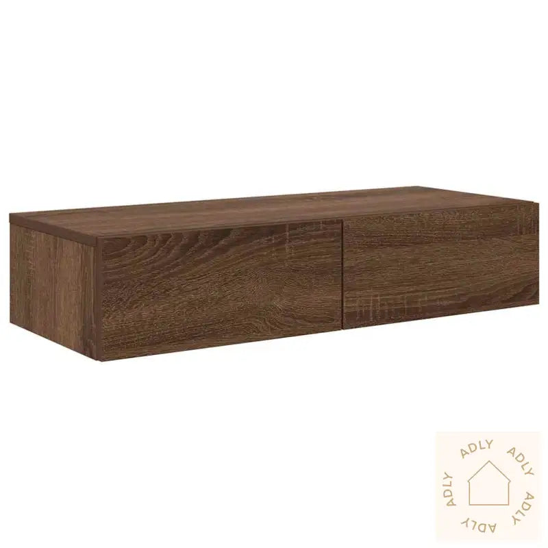 Vegghylle Med Skuffer Brun Eik 80X33X17 Cm Konstruert Tre