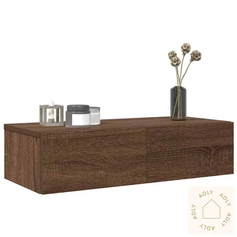 Vegghylle Med Skuffer Brun Eik 60X26,5X15 Cm Konstruert Tre
