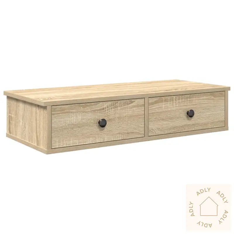Vegghylle Med Skuffer Sonoma Eik 80X31X17 Cm Konstruert Tre
