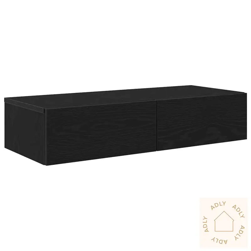 Vegghylle Med Skuffer Svart 80X33X17 Cm Konstruert Tre