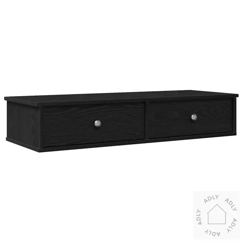 Vegghylle Med Skuffer Svart 100X37,5X19 Cm Konstruert Tre
