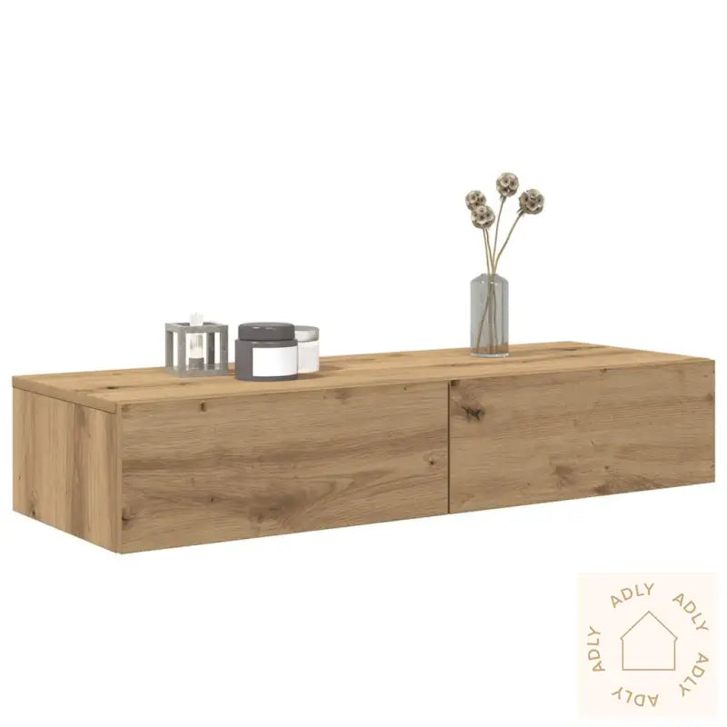 Vegghylle Med Skuffer Artisian Eik 100X36X19 Cm Konstruert Tre