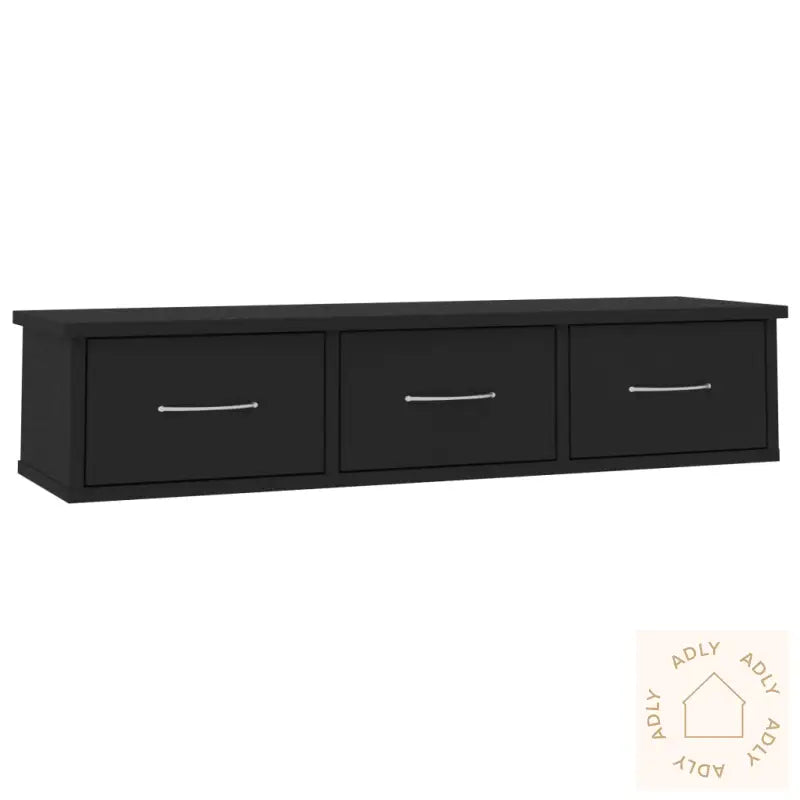 Vegghylle Med Skuff Svart 88X26X18,5 Cm Konstruert Tre