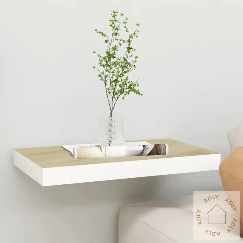 Flytende Vegghylle Eik Og Hvit 40X23X3,8 Cm Mdf