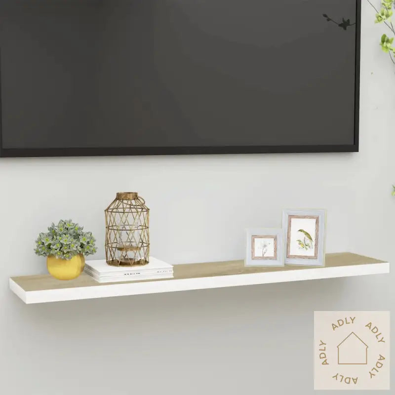 Flytende Vegghylle Eik Og Hvit 120X23,5X3,8 Cm Mdf