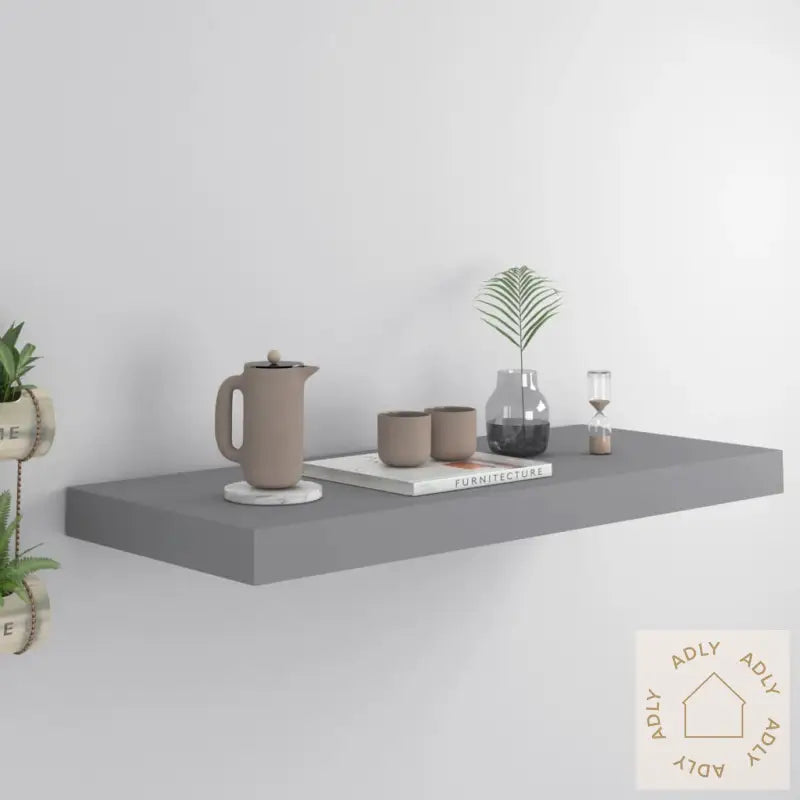 Flytende Vegghylle Grå 60X23,5X3,8 Cm Mdf