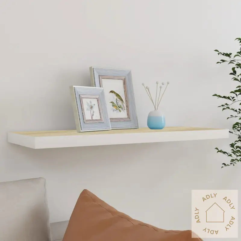Flytende Vegghylle Eik Og Hvit 80X23,5X3,8 Cm Mdf
