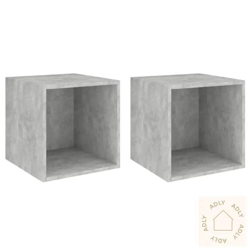 Veggskap I 2 Stk 37X37X37 Cm Konstruert Tre Betonggrå
