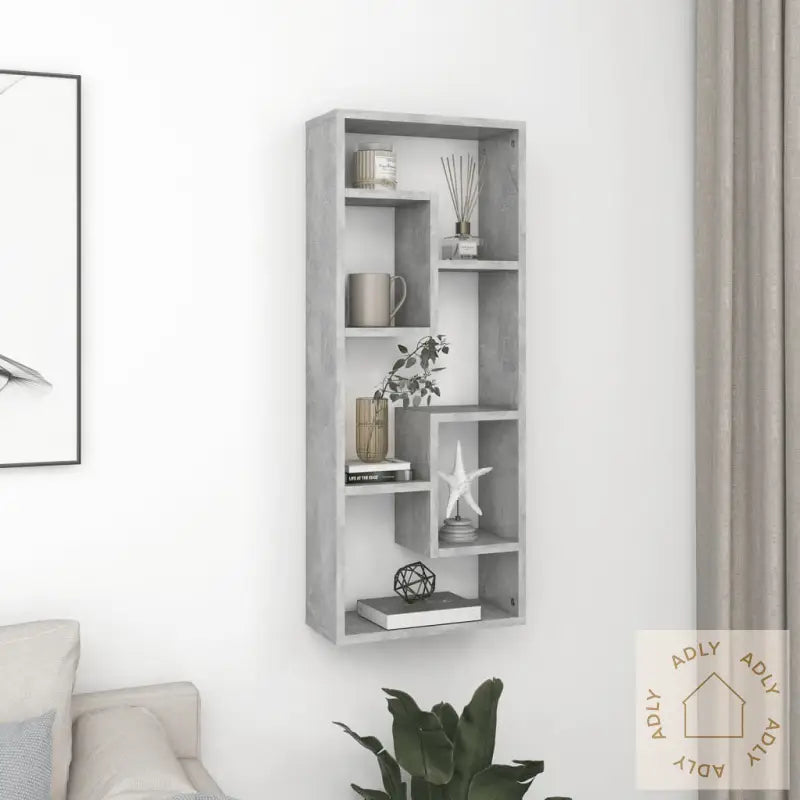 Vegghylle Betonggrå 36X16X90 Cm Konstruert Tre