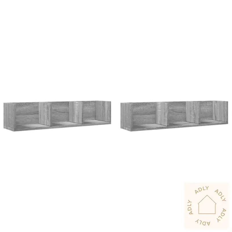 Veggskap 2 Stk Grå Sonoma 75X18X16,5 Cm Konstruert Tre