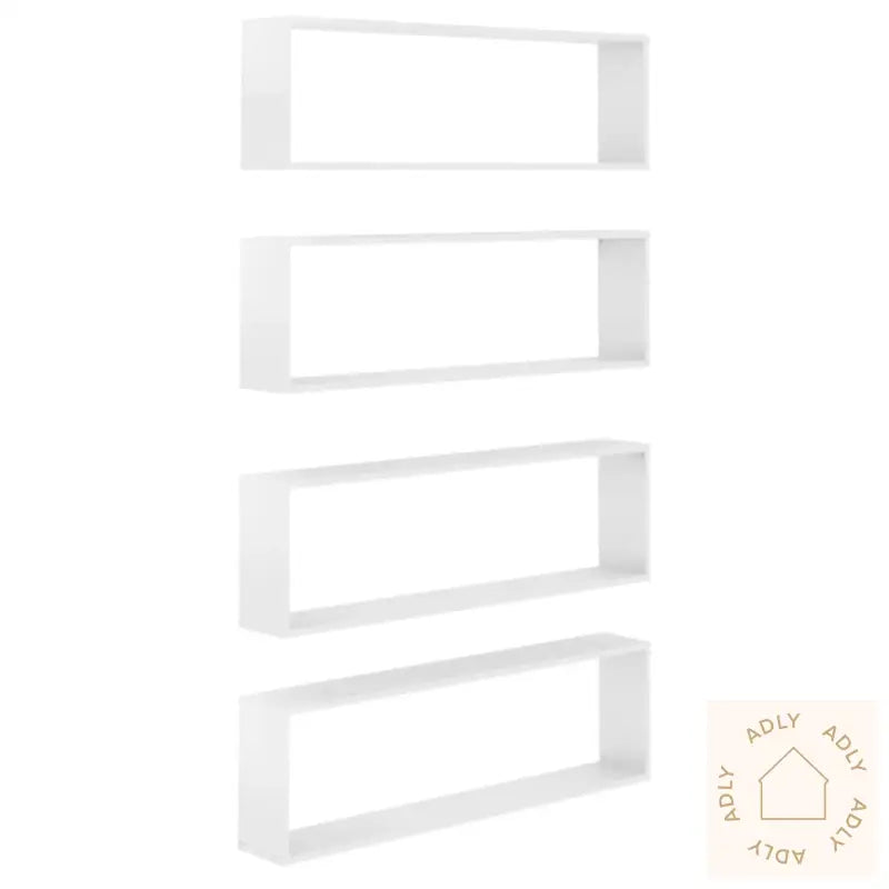 Vegghyller Kube 4 Stk Høyglans Hvit 100X15X30 Cm Konstruert Tre