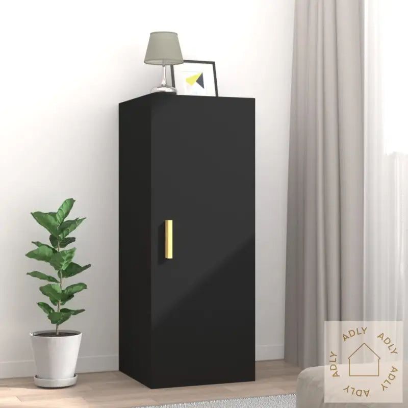 Veggskap Svart 34,5X34X90 Cm Konstruert Tre