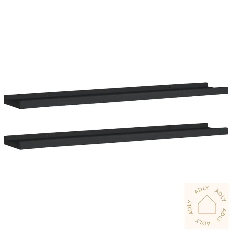 Flytende Vegghyller 2 Stk Svart 80X9X3 Cm Mdf