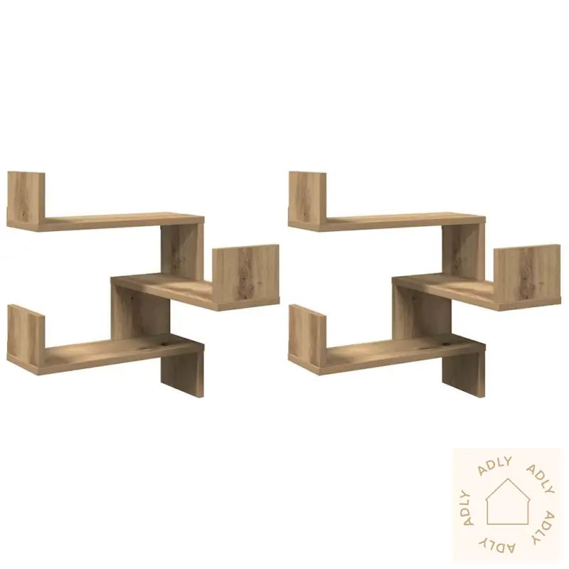 Vegg Hjørnehyller 2 Stk Artisan Eik 40X40X49,5Cm Konstruert Tre