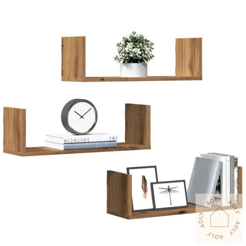 Vegghyller 3 Stk Artisan Eik 58X18X18 Cm Konstruert Tre
