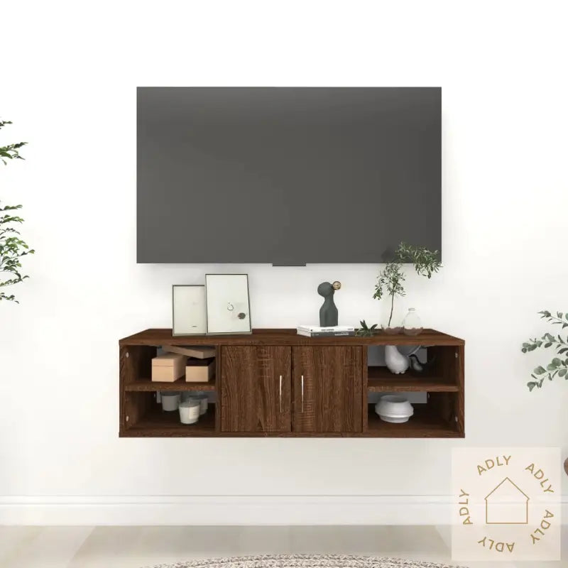 Vegghylle Brun Eik 102X30X29 Cm Konstruert Tre