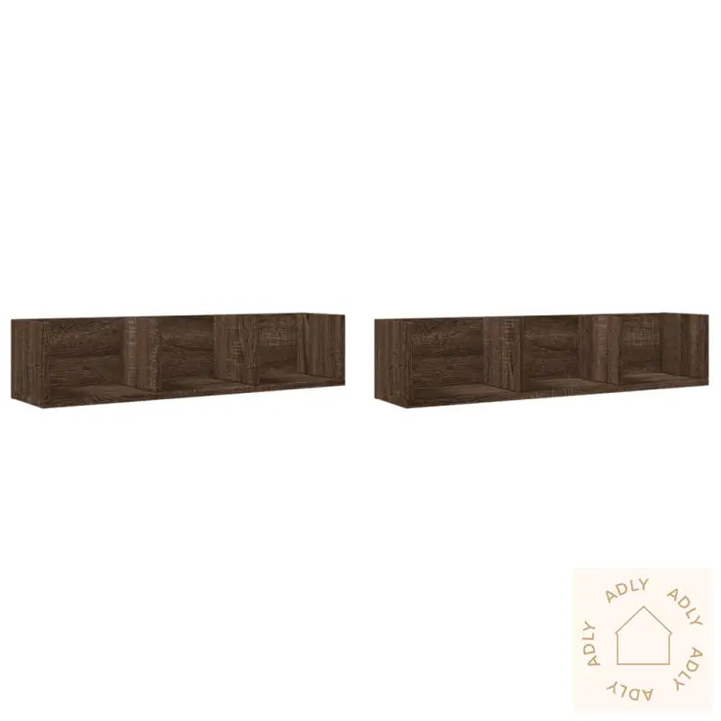 Veggskap 2 Stk Brun Eik 75X18X16,5 Cm Konstruert Tre