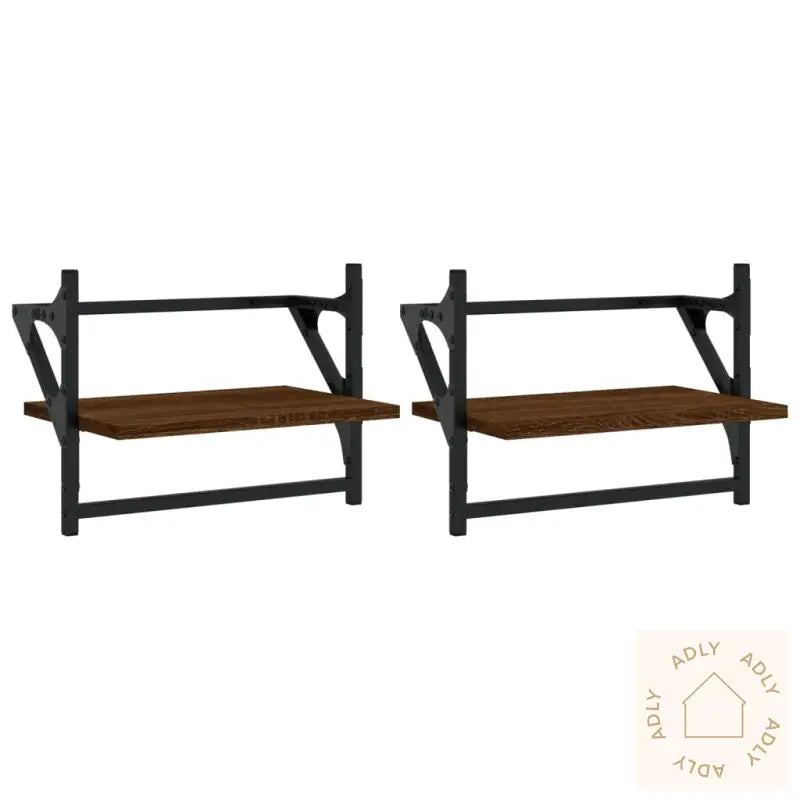Vegghyller Med Stenger 2 Stk Brun Eik 40X25X30 Cm