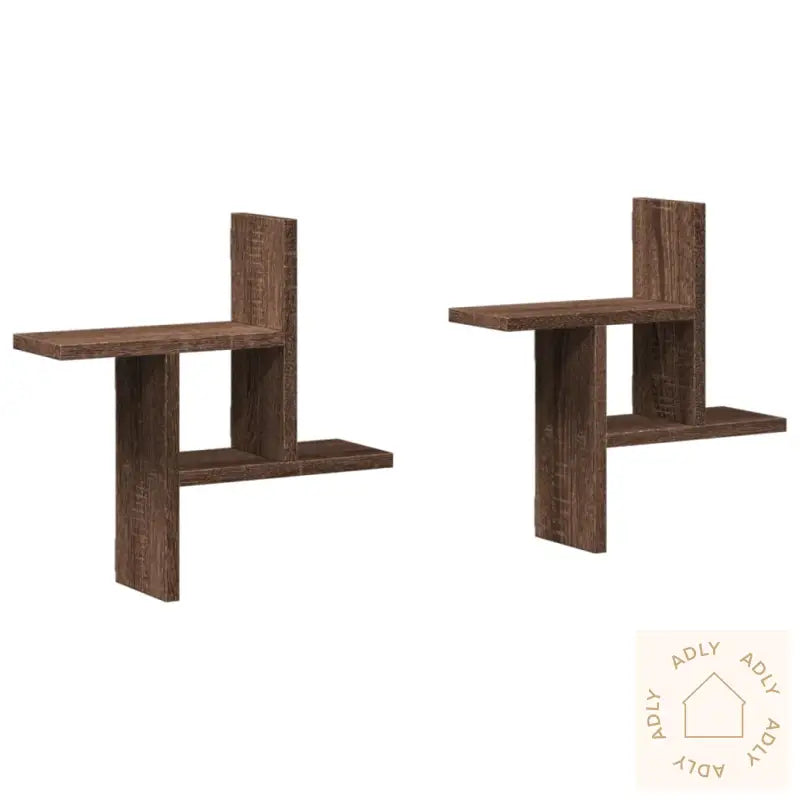Vegghyller 2 Stk Brun Eik 38X12X38 Cm Konstruert Tre
