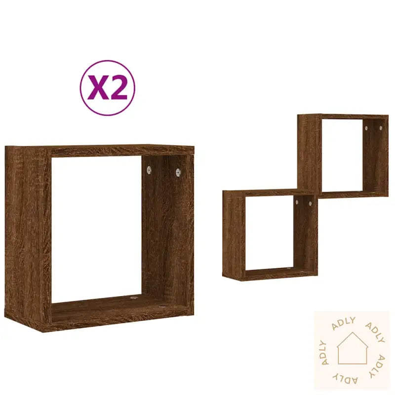 Vegghyller Kubeformet 2 Stk Brun Eik 30X15X30 Cm