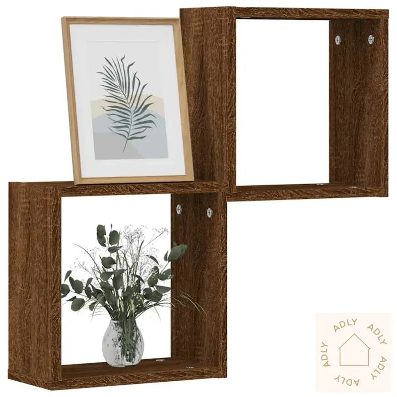 Vegghyller Kubeformet 2 Stk Brun Eik 30X15X30 Cm