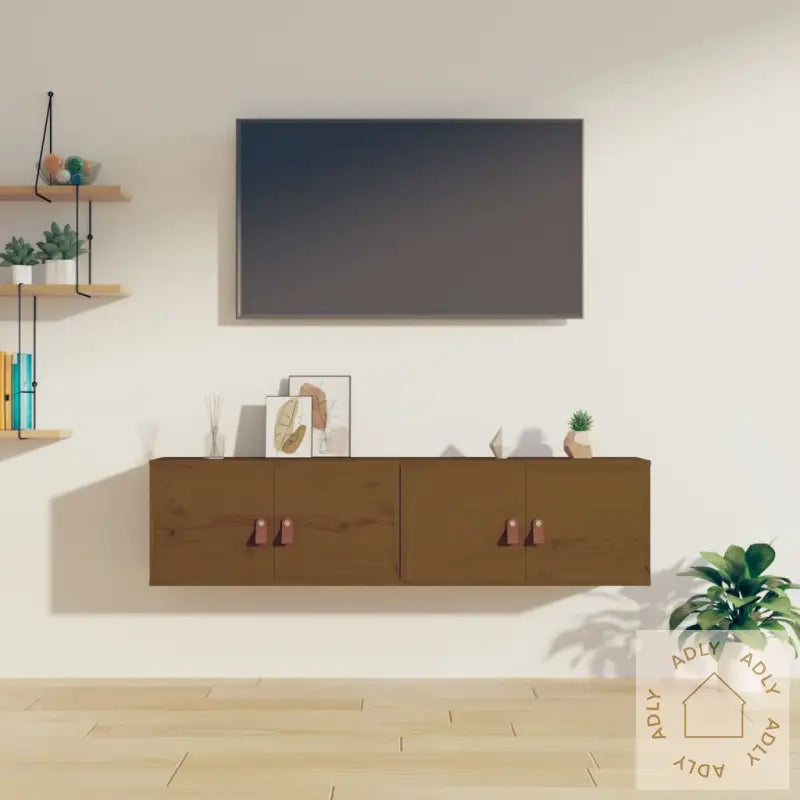 Veggskap 2 Stk Honningbrun 60X30X30 Cm Heltre Furu