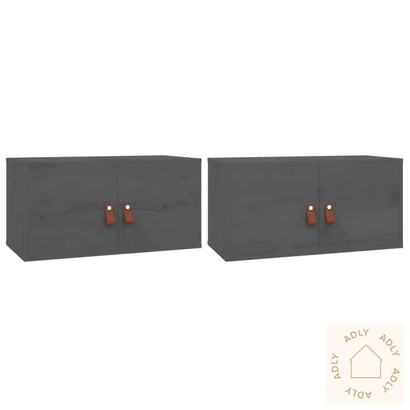 Veggskap 2 Stk Grå 60X30X30 Cm Heltre Furu