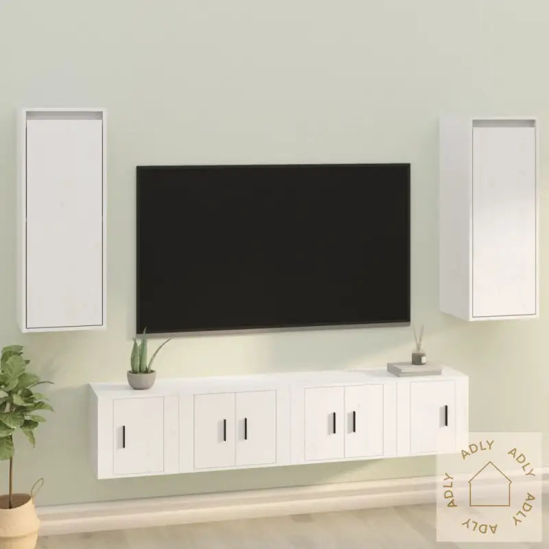 Veggskap 2 Stk Hvit 30X30X80 Cm Heltre Furu