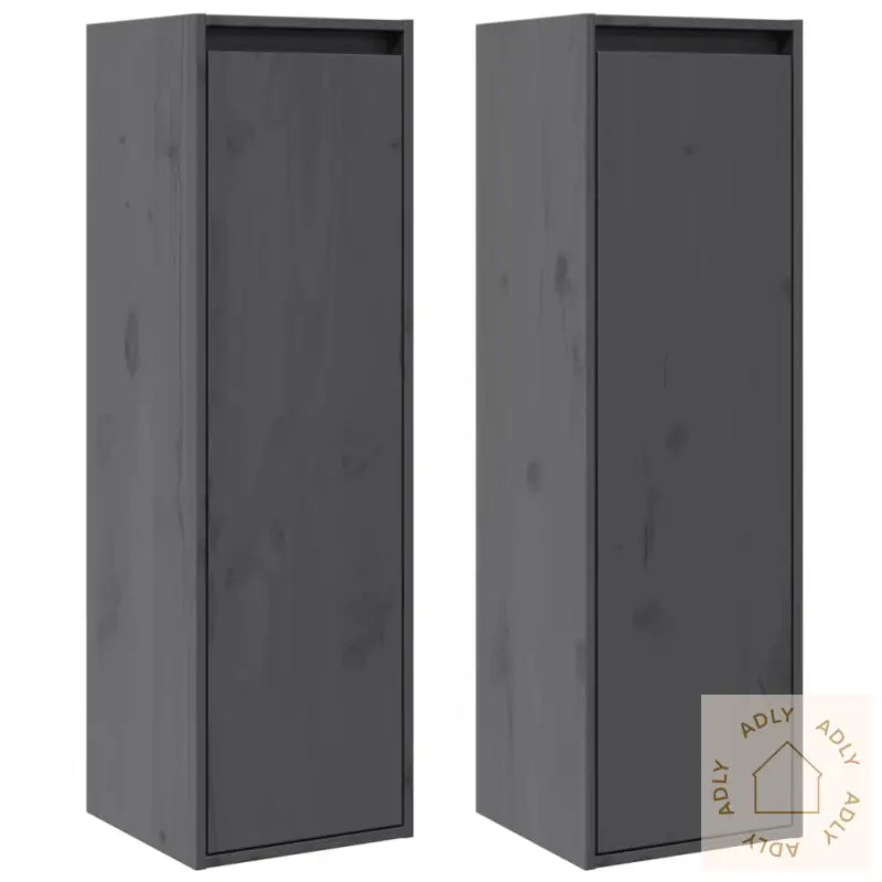 Veggskap 2 Stk Grå 30X30X100 Cm Heltre Furu