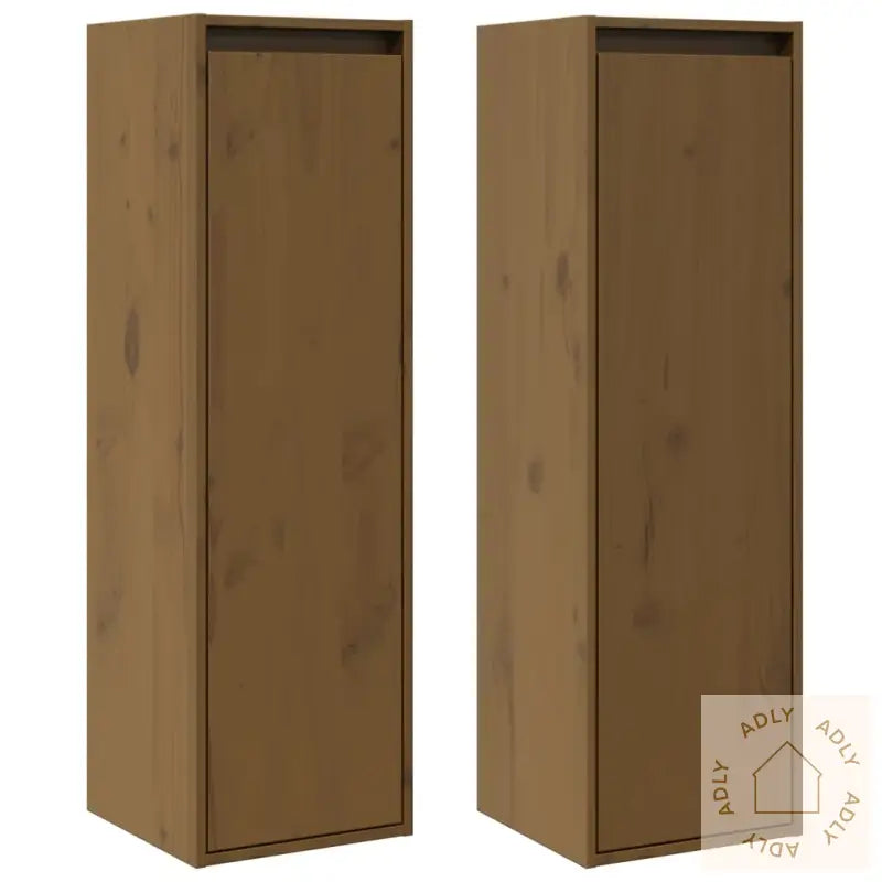 Veggskap 2 Stk Honningbrun 30X30X100 Cm Heltre Furu