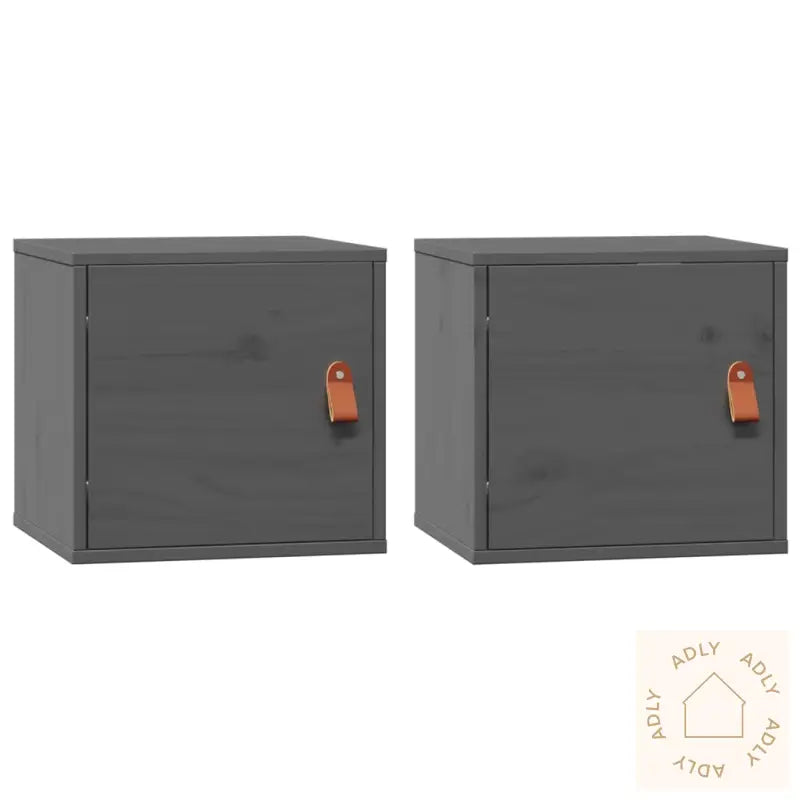 Veggskap 2 Stk Grå 31,5X30X30 Cm Heltre Furu