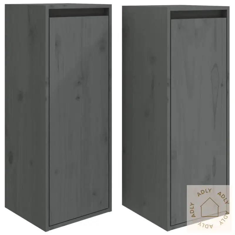 Veggskap 2 Stk Grå 30X30X80 Cm Heltre Furu