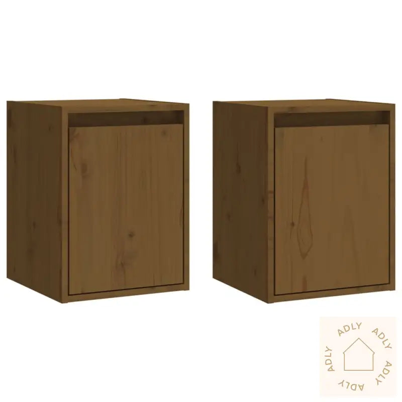 Veggskap 2 Stk Honningbrun 30X30X40 Cm Heltre Furu