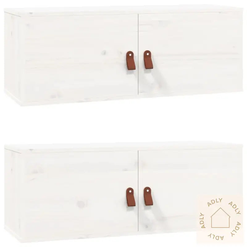 Veggskap 2 Stk Hvit 80X30X30 Cm Heltre Furu