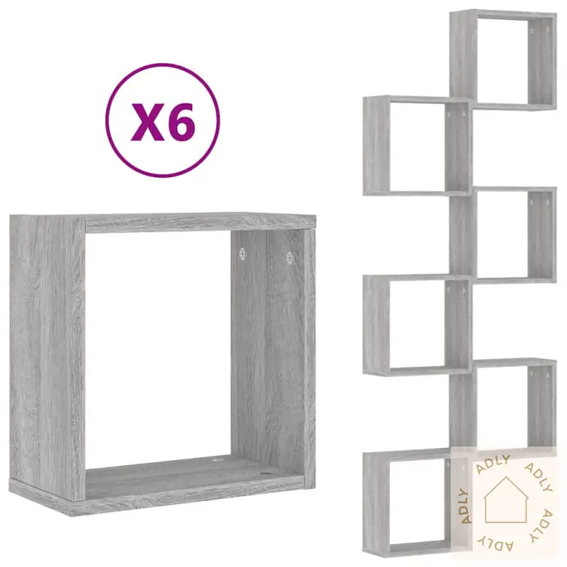 Vegghyller Kubeformet 6 Stk Grå Sonoma 30X15X30 Cm