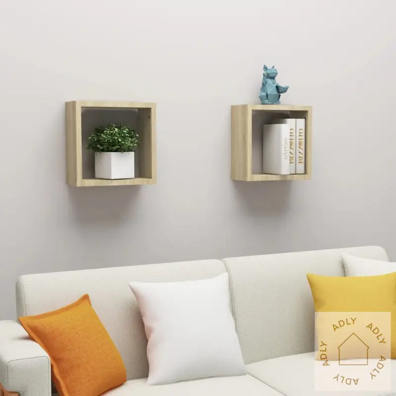 Vegghyller Kubeformet 2 Stk Sonoma Eik 30X15X30 Cm