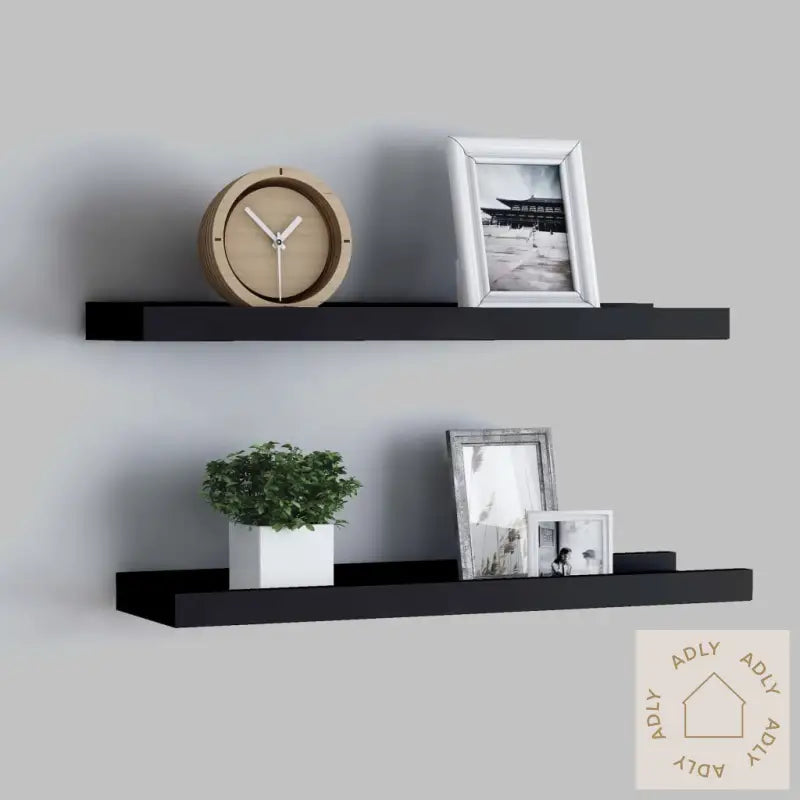 Flytende Vegghyller 2 Stk Svart 40X9X3 Cm Mdf