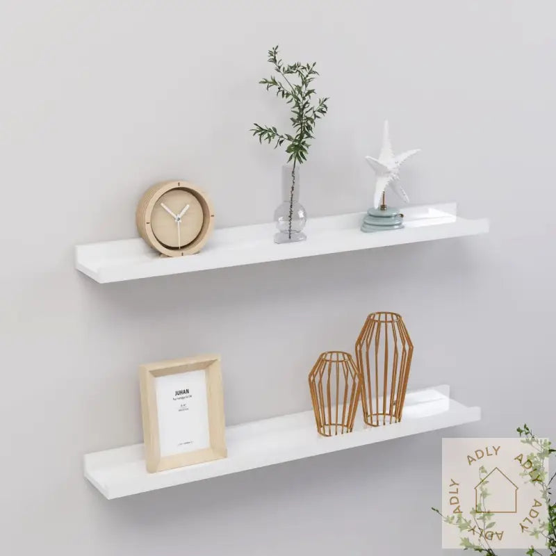 Vegghyller 2 Stk Høyglans Hvit 60X9X3 Cm