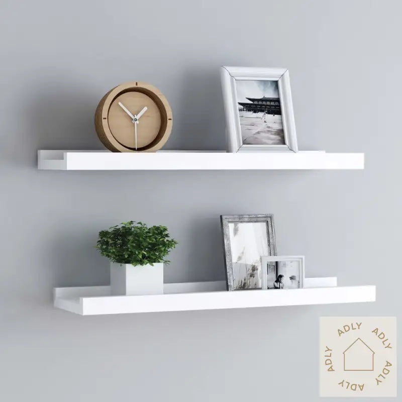 Flytende Vegghyller 2 Stk Hvit 40X9X3 Cm Mdf
