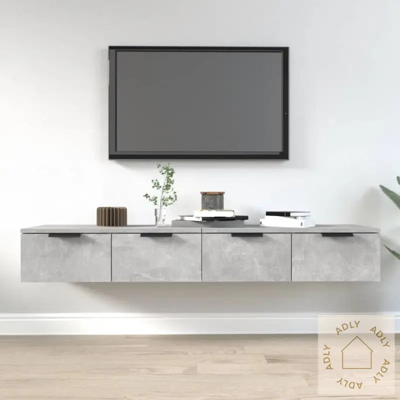 Veggskap 2 Stk Betonggrå 68X30X20 Cm Konstruert Tre