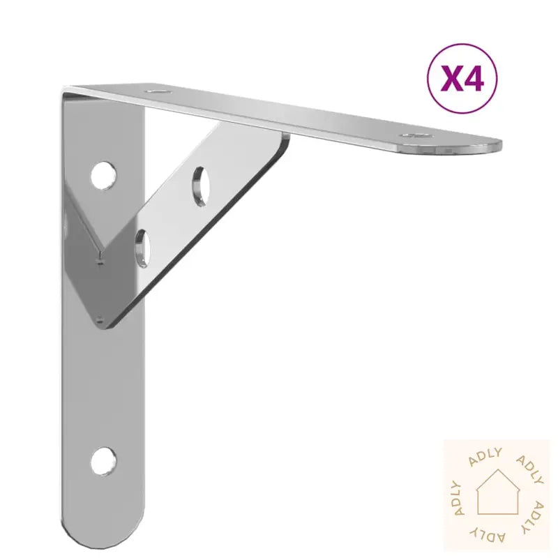 Hyllebraketter 4 Stk 20X2,5X14 Cm Sølv Rustfritt Stål