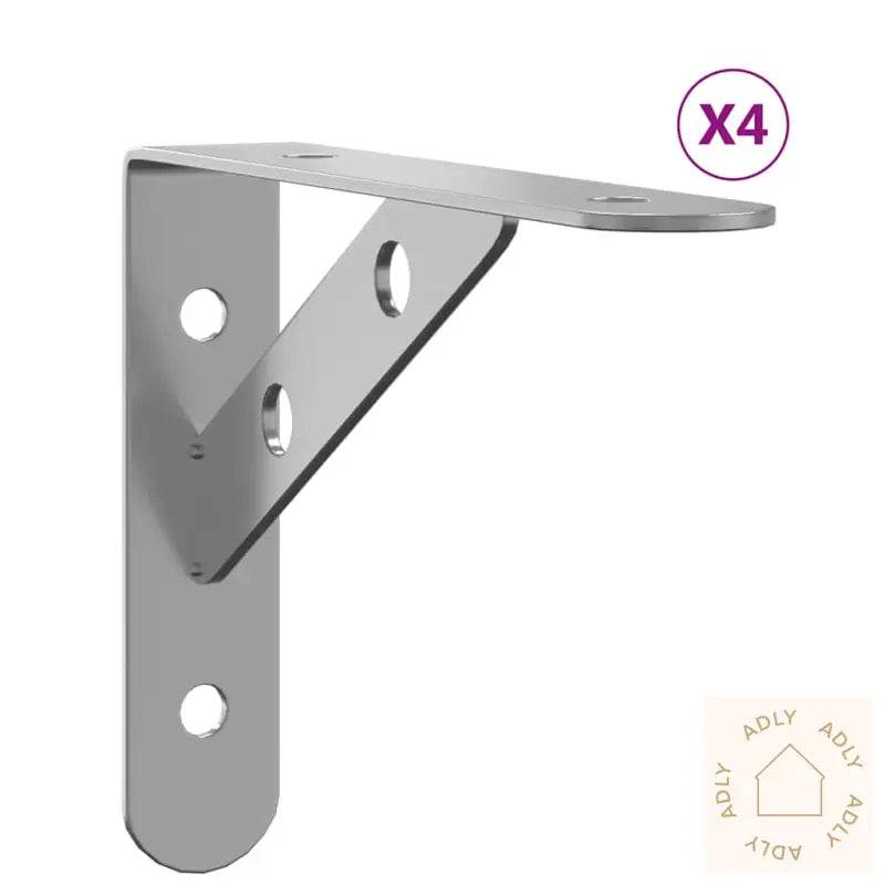 Hyllebraketter 4 Stk 15X2,5X11,5 Cm Sølv Rustfritt Stål