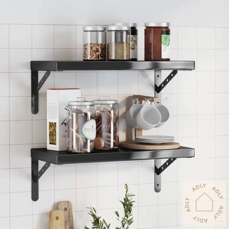 Vegghyller 2 Stk 50X23,5 Cm Svart Rustfritt Stål