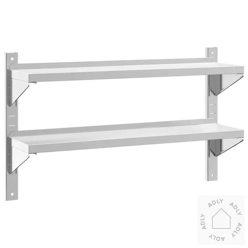 Vegghylle 2 Etasjer 100X23,5X60 Cm Sølv Rustfritt Stål