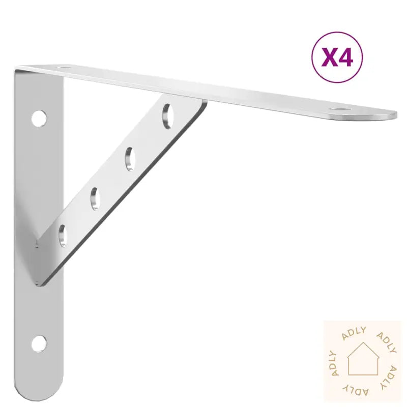Hyllebraketter 4 Stk 30X2,5X15,5 Cm Sølv Rustfritt Stål