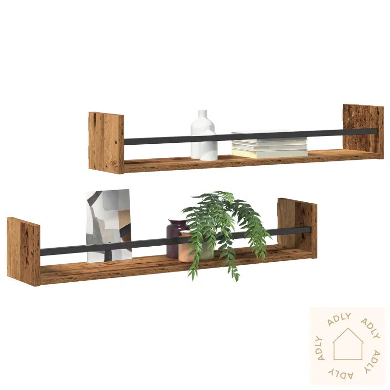 Vegghyller 2 Stk Gammelt Tre 80X16X14 Cm Ingeniørtre