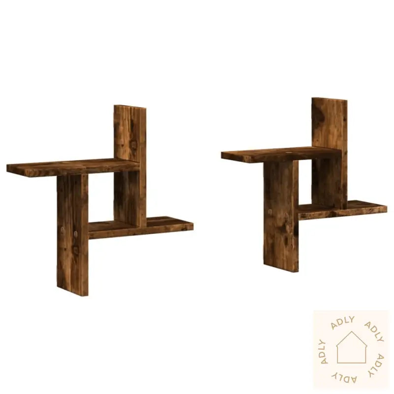 Vegghyller 2 Stk Røkt Eik 38X12X38 Cm Konstruert Tre