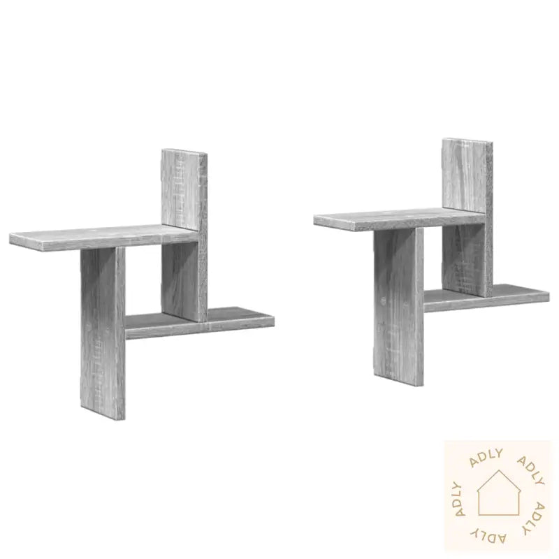 Vegghyller 2 Stk Grå Sonoma 38X12X38 Cm Konstruert Tre