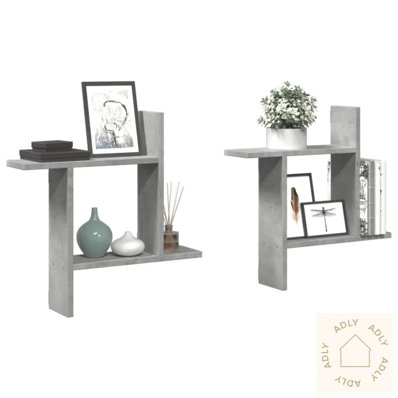 Vegghyller 2 Stk Betonggrå 50X12X50 Cm Konstruert Tre