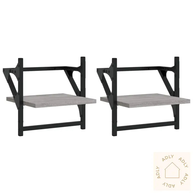 Vegghyller Med Stenger 2 Stk Grå Sonoma 30X25X30 Cm